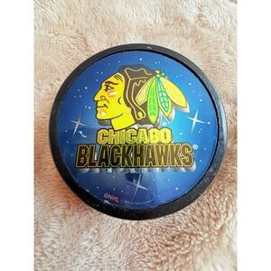Chicago Blackhawks NHL Official FotoPuck Hockey Puck Collectible Logo Blue